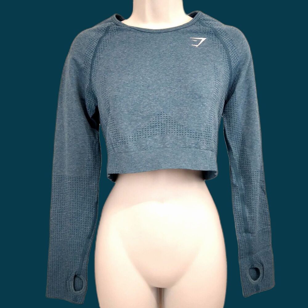 Gymshark Large Women's Vital Seamless 2.0 Crop Top DM3 Light Blue